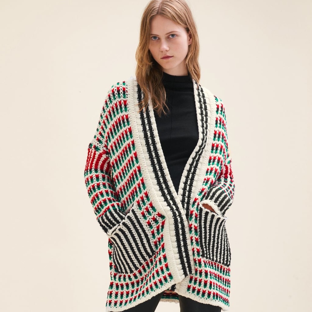 NWT $745 MAJE Marcello cardigan Christmas Color